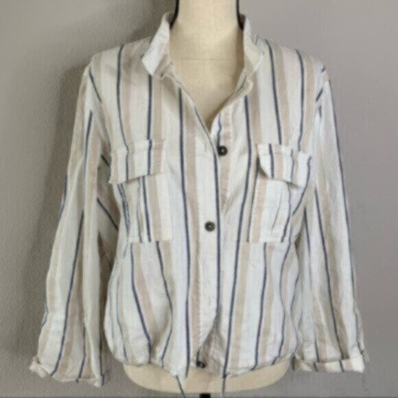 NWOT Rails Rowan Striped Linen Lightweight Button Down Jacket - Picture 6 of 12